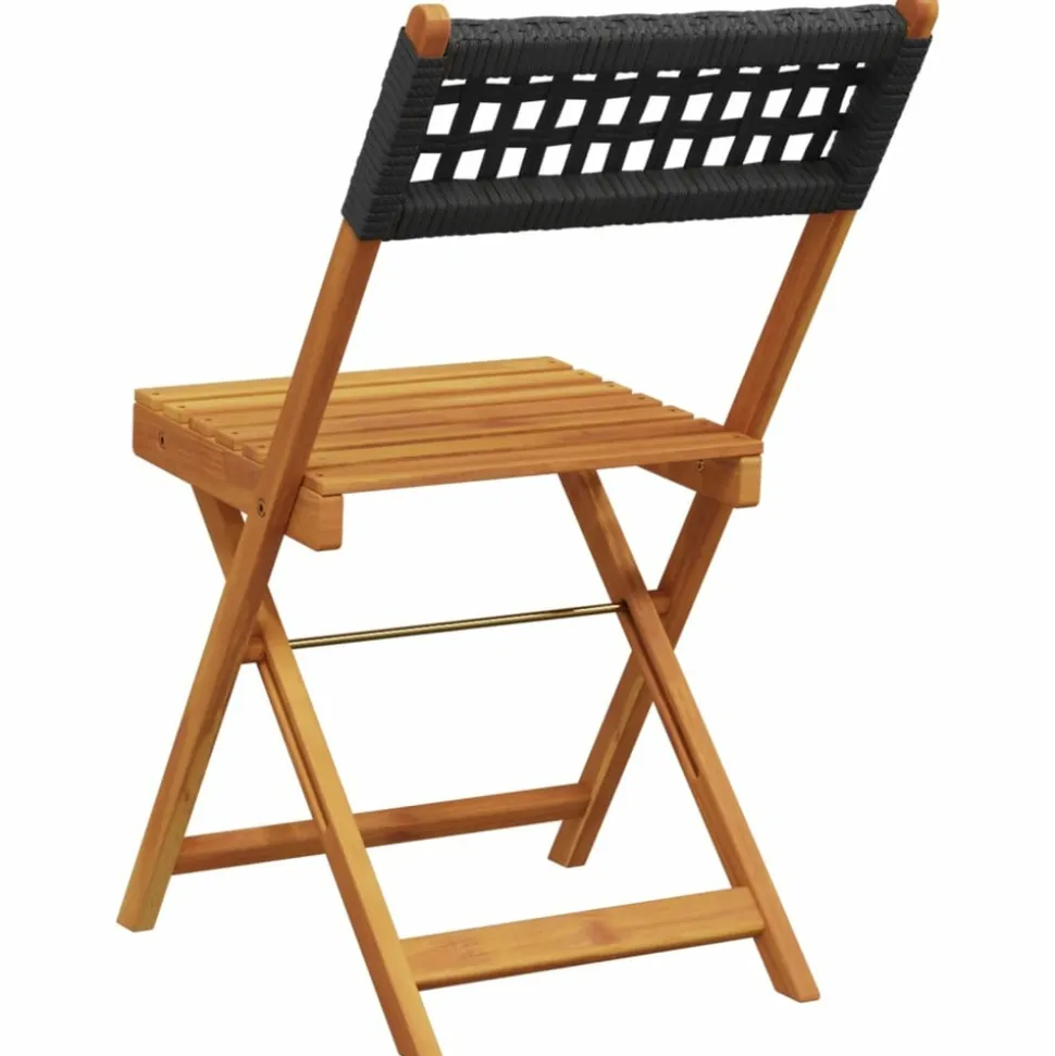 MAISON EXCLUSIVE - Chaises de bistrot lot de 2 noir bois massif d'acacia et rotin