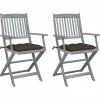 MAISON EXCLUSIVE - Chaises pliables d'extérieur lot de 2 et coussins bois d'acacia