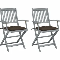 MAISON EXCLUSIVE - Chaises pliables d'extérieur lot de 2 et coussins bois d'acacia