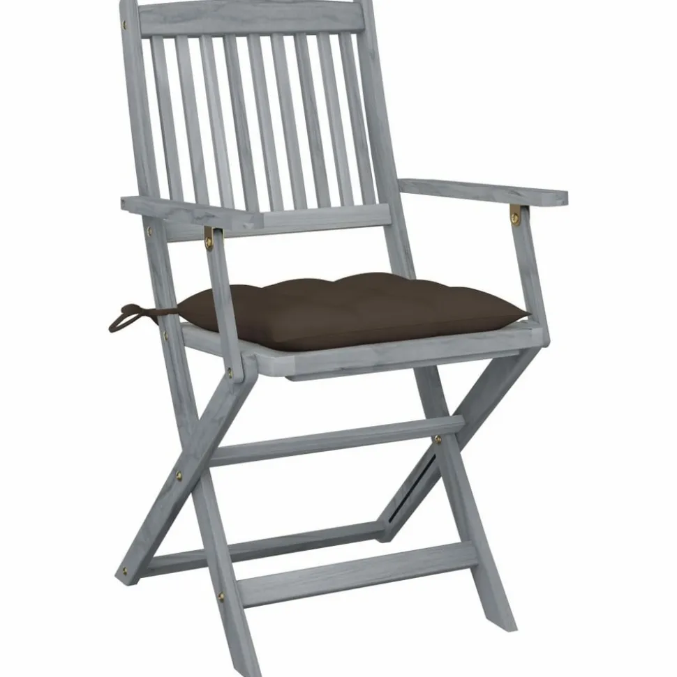 MAISON EXCLUSIVE - Chaises pliables d'extérieur lot de 2 et coussins bois d'acacia