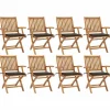 MAISON EXCLUSIVE - Chaises pliables de jardin avec coussins lot de 8 teck solide