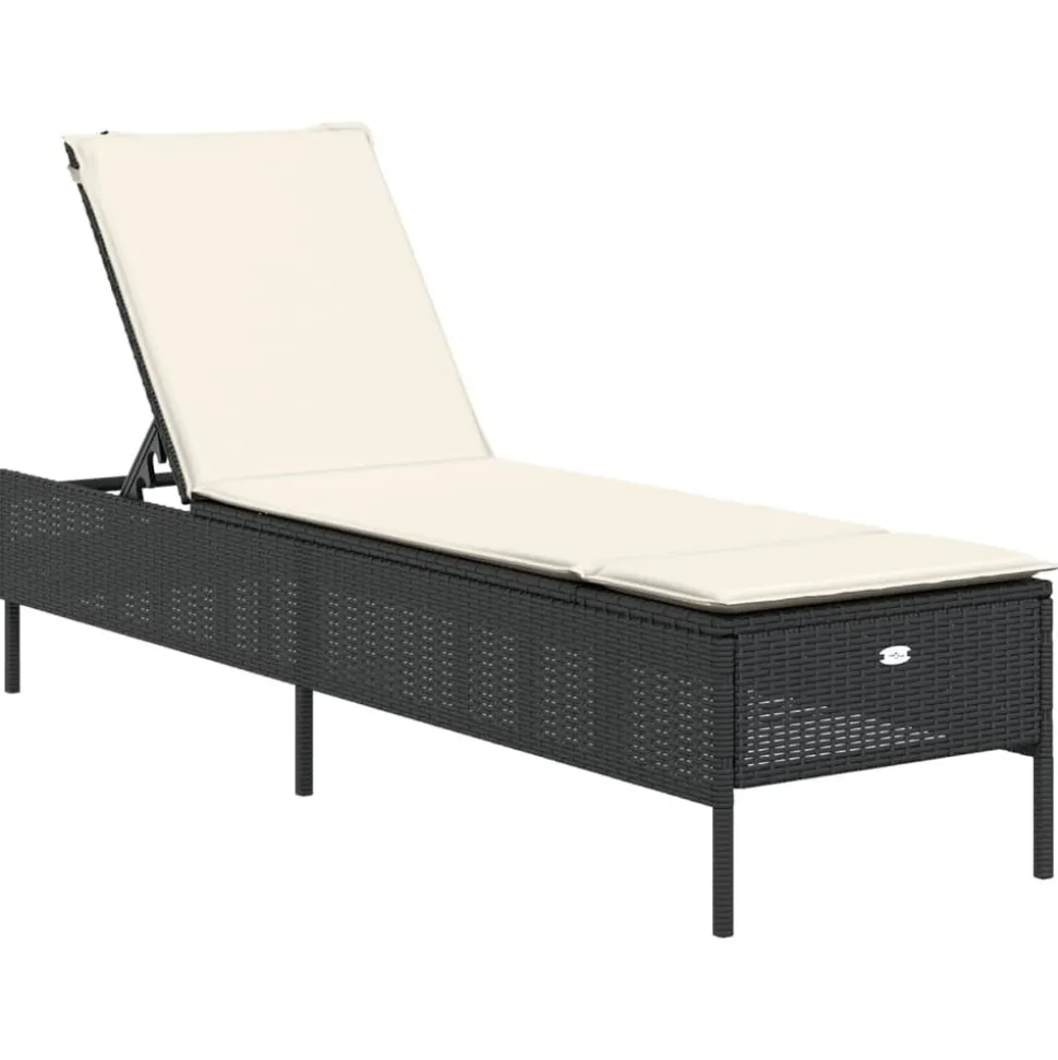 MAISON EXCLUSIVE - Chaises longues avec coussins lot de 2 noir résine tressée