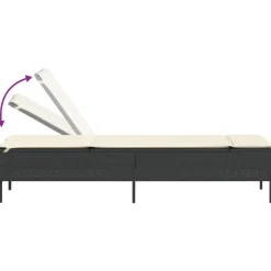 MAISON EXCLUSIVE - Chaises longues avec coussins lot de 2 noir résine tressée