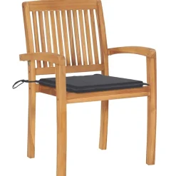 MAISON EXCLUSIVE - Chaises de jardin empilables avec coussins lot de 6 teck solide