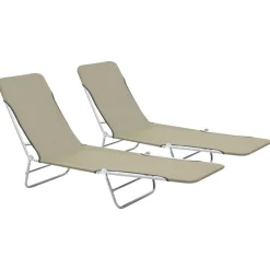 MAISON EXCLUSIVE - Chaises longues pliables lot de 2 acier et tissu taupe