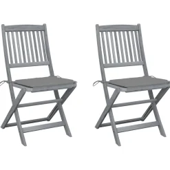 MAISON EXCLUSIVE - Chaises pliables d'extérieur lot de 2 et coussins bois d'acacia