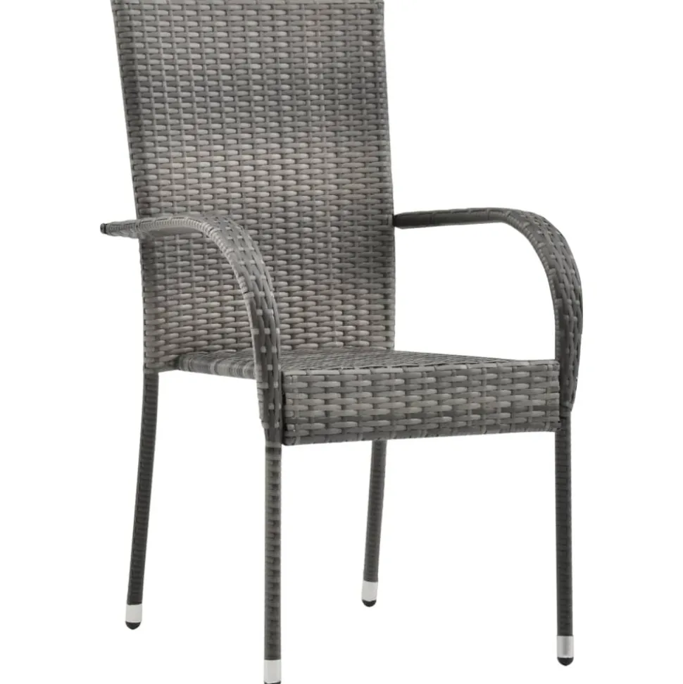 MAISON EXCLUSIVE - Chaises empilables d'extérieur lot de 6 gris résine tressée