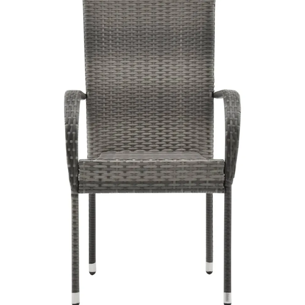 MAISON EXCLUSIVE - Chaises empilables d'extérieur lot de 6 gris résine tressée