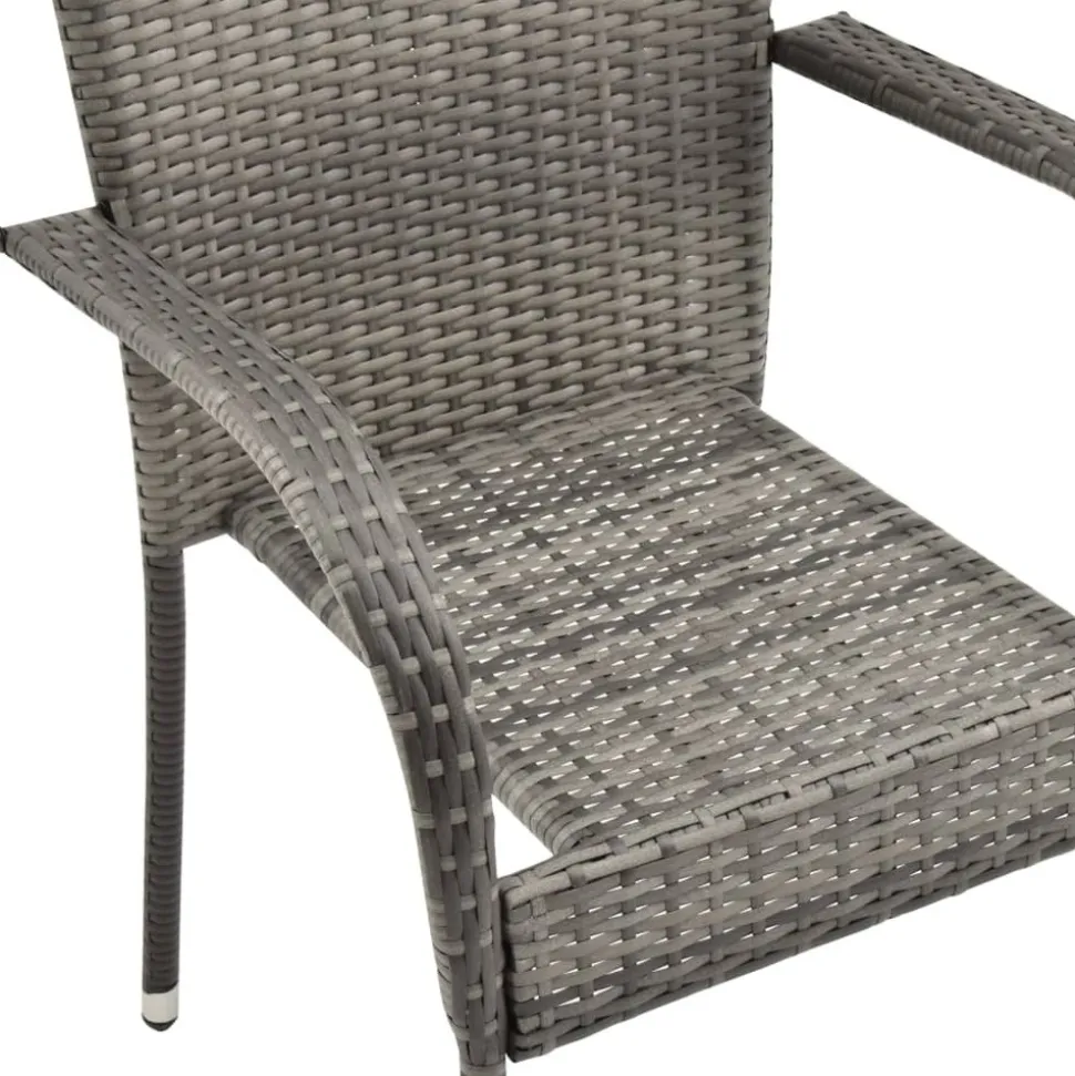 MAISON EXCLUSIVE - Chaises empilables d'extérieur lot de 6 gris résine tressée