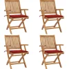 MAISON EXCLUSIVE - Chaises pliables de jardin avec coussins lot de 4 teck solide