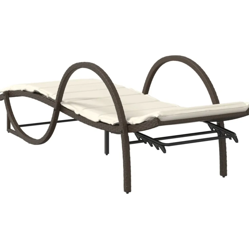 MAISON EXCLUSIVE - Chaises longues lot de 2 avec coussins marron résine tressée