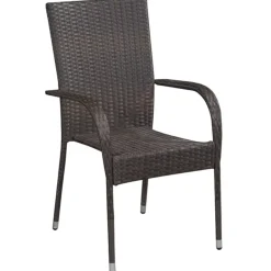 MAISON EXCLUSIVE - Chaises empilables d'extérieur lot de 2 résine tressée marron
