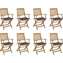 MAISON EXCLUSIVE - Chaises pliables d'extérieur et coussins lot de 8 bois d'acacia