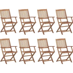 MAISON EXCLUSIVE - Chaises pliables d'extérieur et coussins lot de 8 bois d'acacia