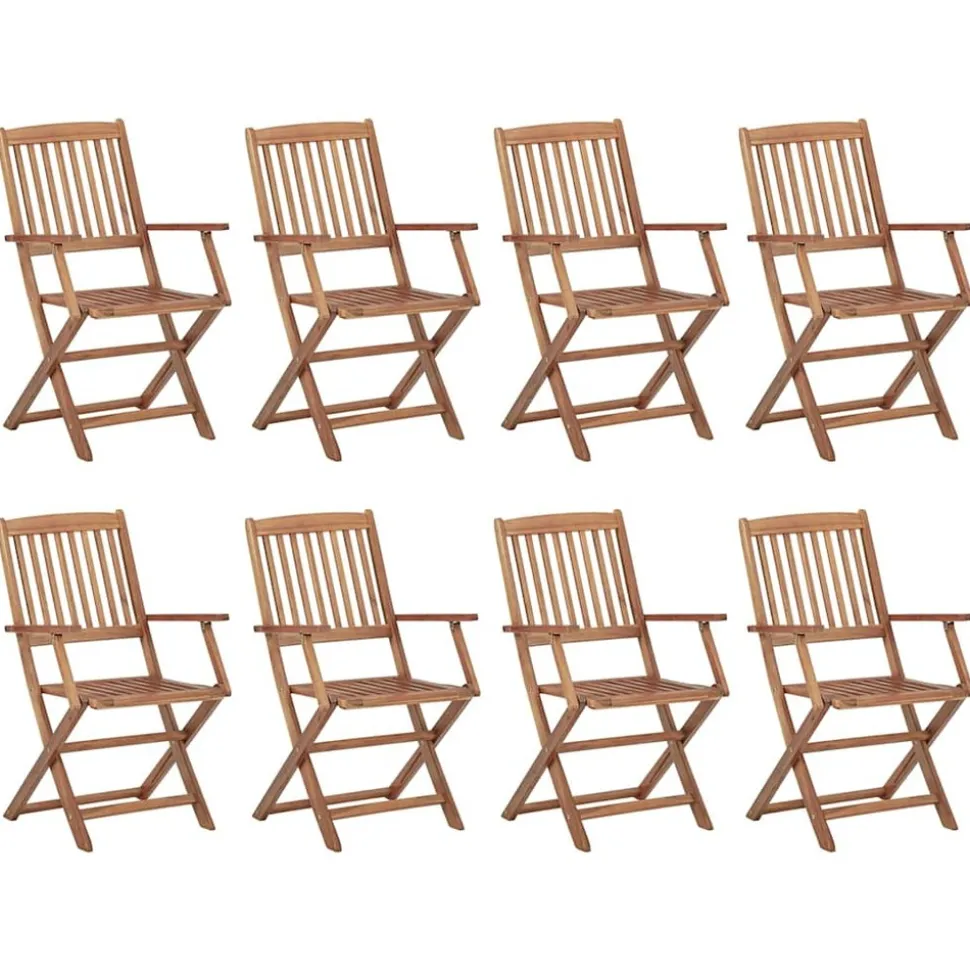 MAISON EXCLUSIVE - Chaises pliables d'extérieur et coussins lot de 8 bois d'acacia