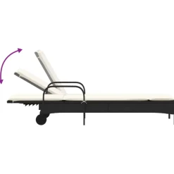 MAISON EXCLUSIVE - Chaises longues avec coussins lot de 2 noir résine tressée