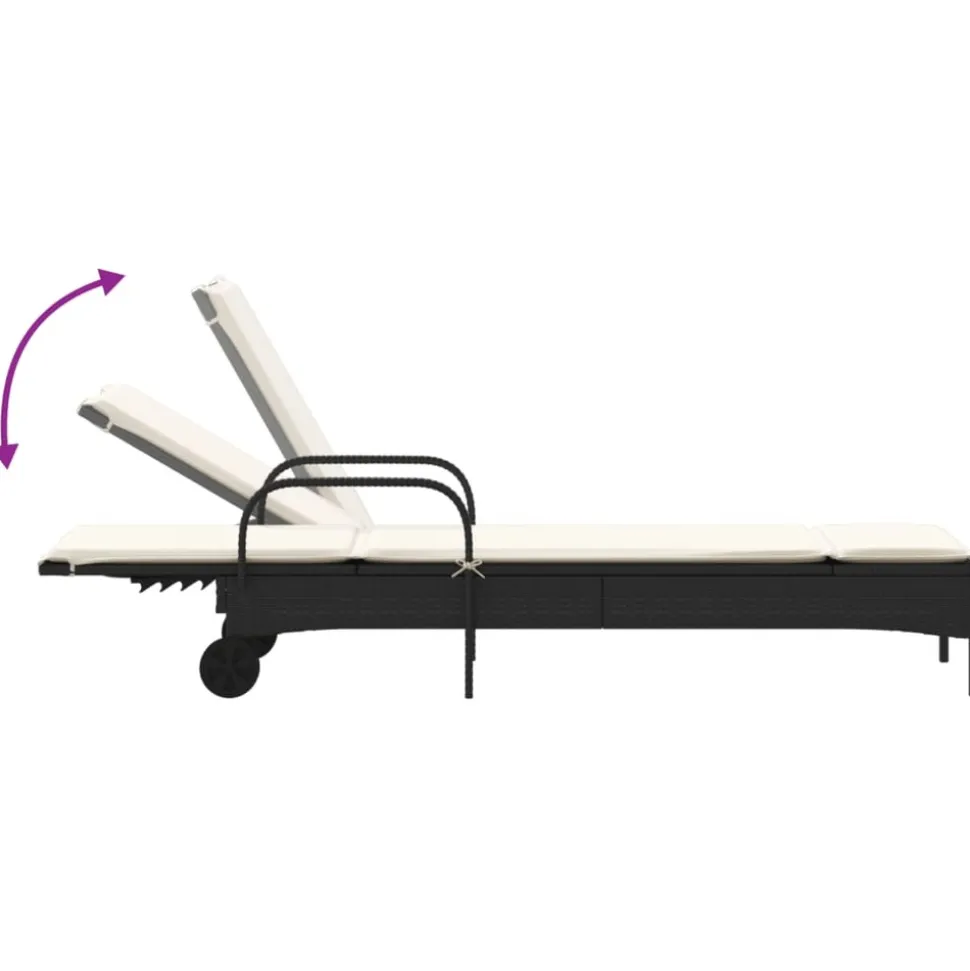 MAISON EXCLUSIVE - Chaises longues avec coussins lot de 2 noir résine tressée