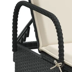 MAISON EXCLUSIVE - Chaises longues avec coussins lot de 2 noir résine tressée