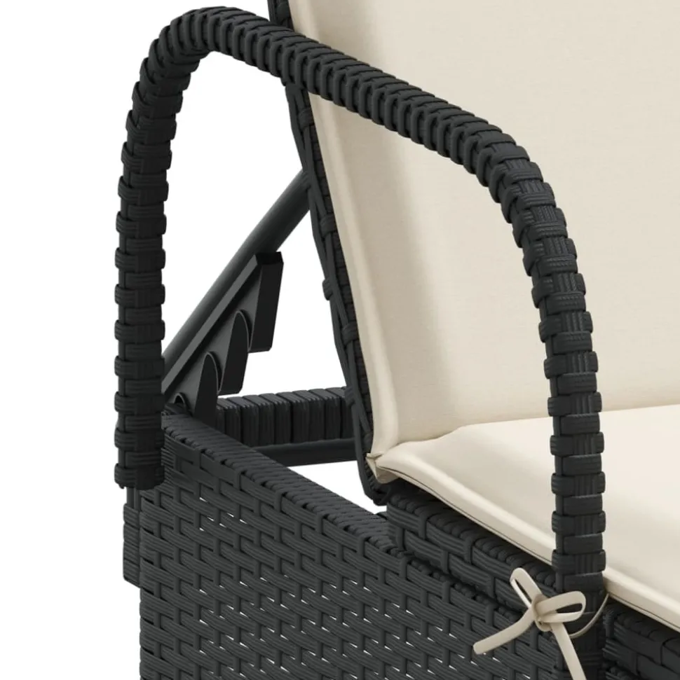 MAISON EXCLUSIVE - Chaises longues avec coussins lot de 2 noir résine tressée