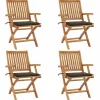 MAISON EXCLUSIVE - Chaises pliables de jardin avec coussins lot de 4 teck solide