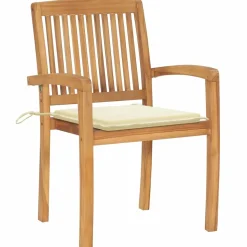 MAISON EXCLUSIVE - Chaises de jardin empilables avec coussins lot de 4 teck solide