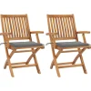 MAISON EXCLUSIVE - Chaises de jardin lot de 2 et coussins gris bois de teck massif