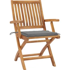 MAISON EXCLUSIVE - Chaises de jardin lot de 2 et coussins gris bois de teck massif