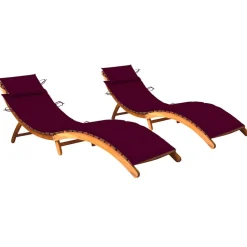 MAISON EXCLUSIVE - Chaises longues lot de 2 avec coussins bois d'acacia solide