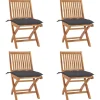 MAISON EXCLUSIVE - Chaises pliables de jardin avec coussins lot de 4 teck solide