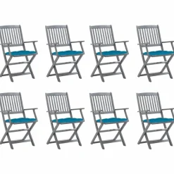 MAISON EXCLUSIVE - Chaises pliables d'extérieur lot de 8 et coussins bois d'acacia