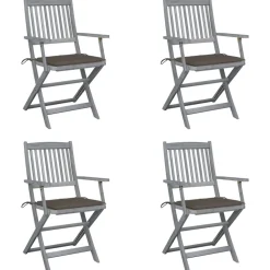 MAISON EXCLUSIVE - Chaises pliables d'extérieur lot de 4 et coussins bois d'acacia