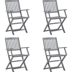 MAISON EXCLUSIVE - Chaises pliables d'extérieur lot de 4 et coussins bois d'acacia