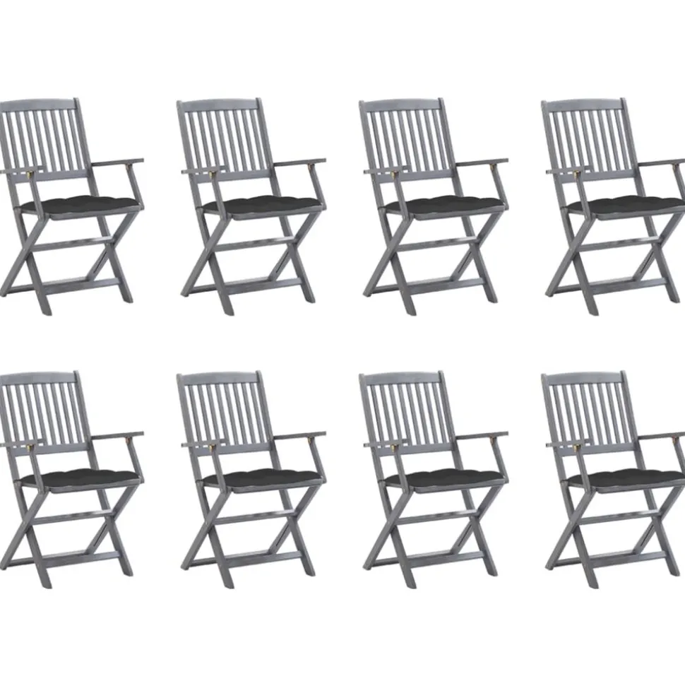 MAISON EXCLUSIVE - Chaises pliables d'extérieur lot de 8 et coussins bois d'acacia