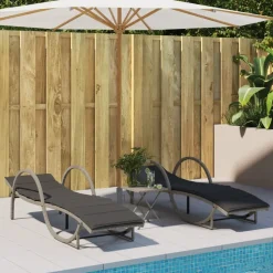 MAISON EXCLUSIVE - Chaises longues lot de 2 et coussins gris clair résine tressée