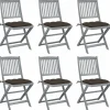 MAISON EXCLUSIVE - Chaises pliables d'extérieur lot de 6 et coussins bois d'acacia