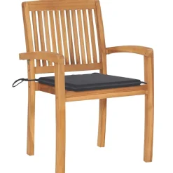 MAISON EXCLUSIVE - Chaises de jardin empilables avec coussins lot de 4 teck solide