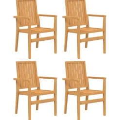 MAISON EXCLUSIVE - Chaises de jardin empilables lot de 4 56,5x57,5x91 cm bois teck