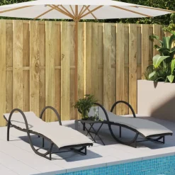 MAISON EXCLUSIVE - Chaises longues lot de 2 avec coussins noir résine tressée