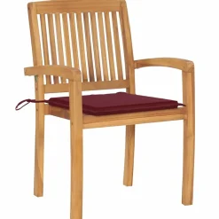 MAISON EXCLUSIVE - Chaises de jardin empilables avec coussins lot de 6 teck solide