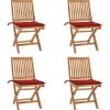 MAISON EXCLUSIVE - Chaises pliables de jardin avec coussins lot de 4 teck solide