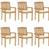 MAISON EXCLUSIVE - Chaises de jardin empilables avec coussins lot de 6 teck solide