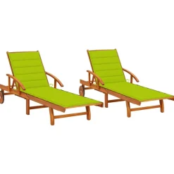 MAISON EXCLUSIVE - Chaises longues lot de 2 avec coussins bois d'acacia solide