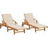 MAISON EXCLUSIVE - Chaises longues lot de 2 avec coussins bois d'acacia solide