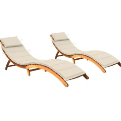 MAISON EXCLUSIVE - Chaises longues lot de 2 avec coussins bois d'acacia solide