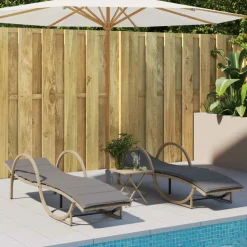 MAISON EXCLUSIVE - Chaises longues lot de 2 avec coussins beige résine tressée