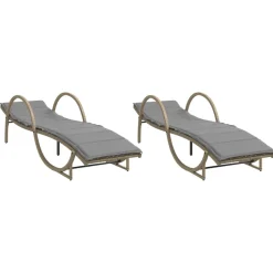 MAISON EXCLUSIVE - Chaises longues lot de 2 avec coussins beige résine tressée
