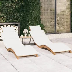 MAISON EXCLUSIVE - Chaises longues lot de 2 avec coussins bois massif de teck