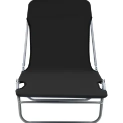 MAISON EXCLUSIVE - Chaises longues pliables lot de 2 acier et tissu noir