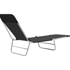 MAISON EXCLUSIVE - Chaises longues pliables lot de 2 acier et tissu noir