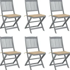 MAISON EXCLUSIVE - Chaises pliables d'extérieur lot de 6 et coussins bois d'acacia
